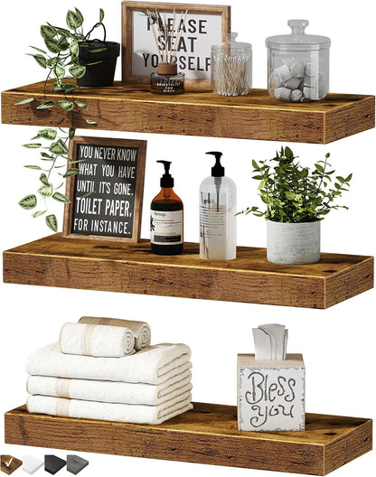 Floating Shelves for Wall Small Shelf (Brown, Set of 3, 15.7" x 6.7")