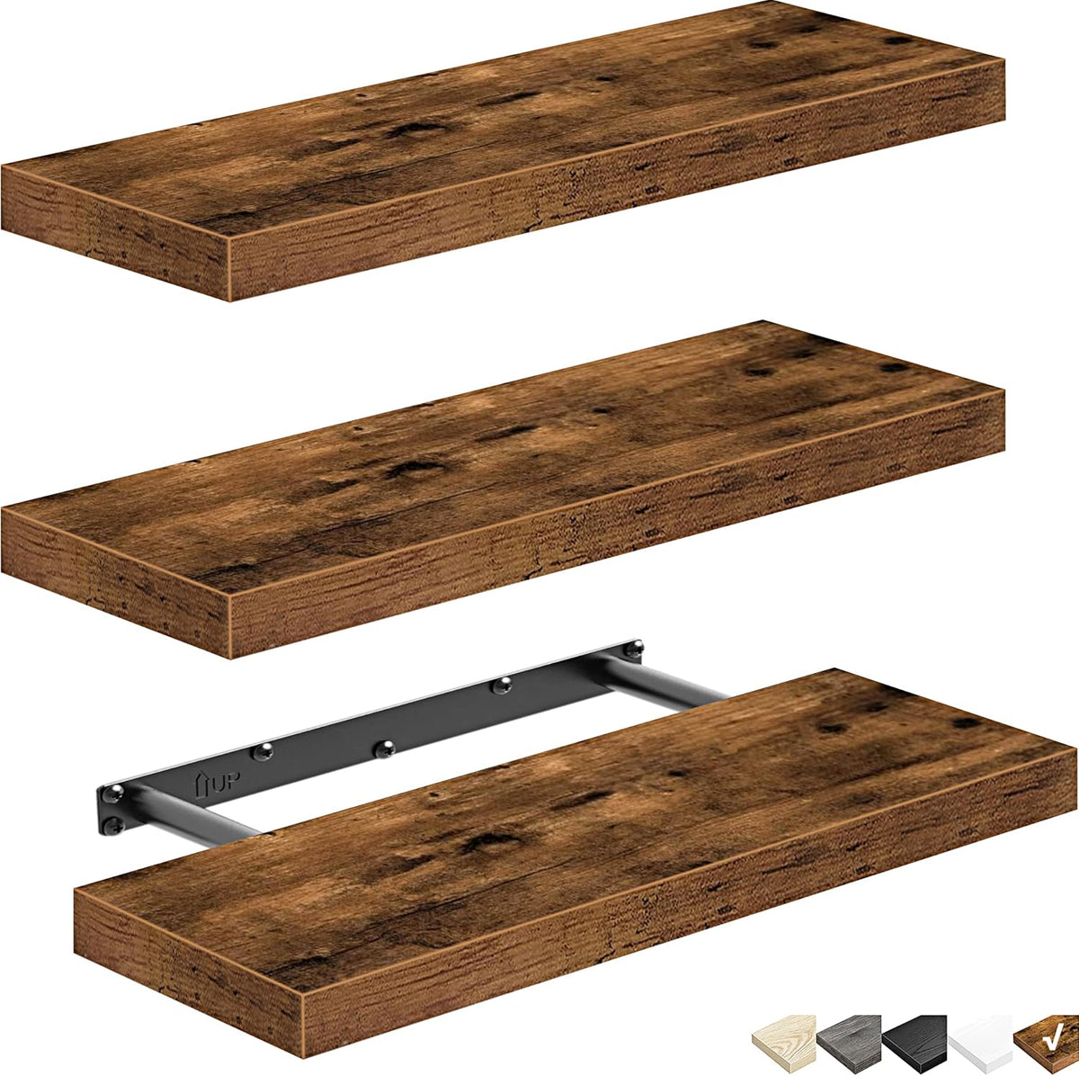 Floating Shelves for Wall Small Shelf (Brown, Set of 3, 15.7" x 6.7")