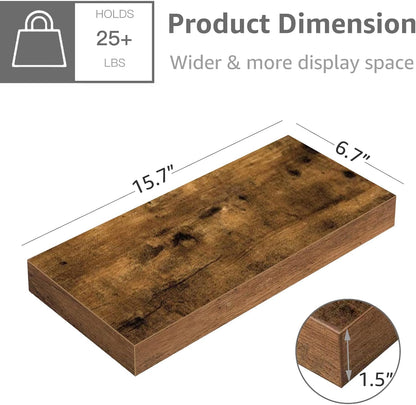 Floating Shelves for Wall Small Shelf (Brown, Set of 3, 15.7" x 6.7")