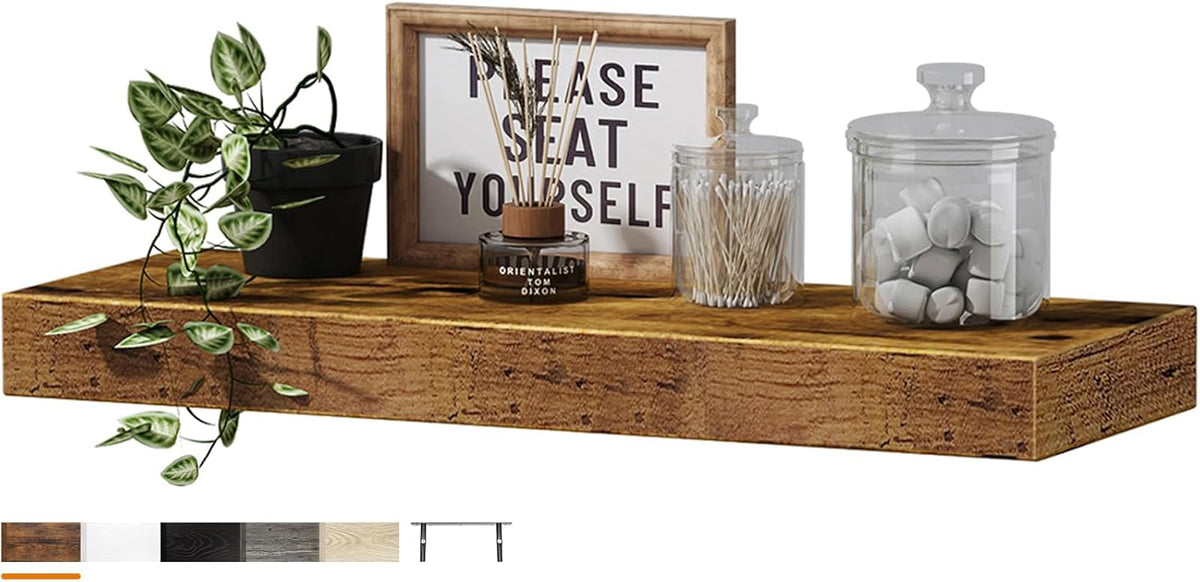 Floating Shelves for Wall Small Shelf (Brown, Set of 3, 15.7" x 6.7")