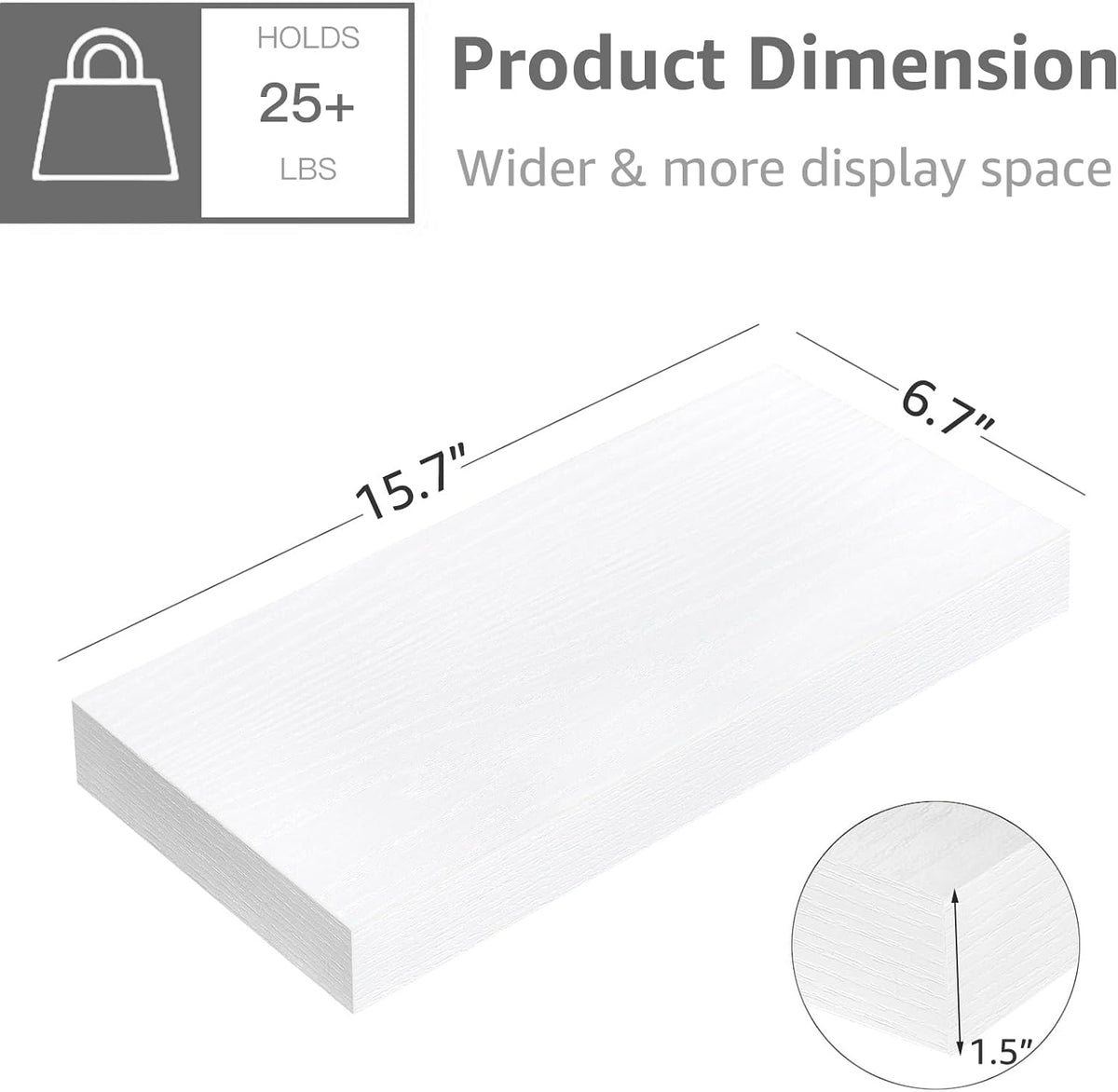 Floating Shelves for Wall Small Shelf (Brown, Set of 3, 15.7" x 6.7")