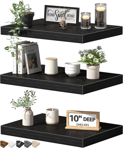 Floating Shelves for Wall Small Shelf (Brown, Set of 3, 15.7" x 6.7")