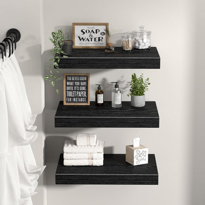 Floating Shelves for Wall Small Shelf (Brown, Set of 3, 15.7" x 6.7")