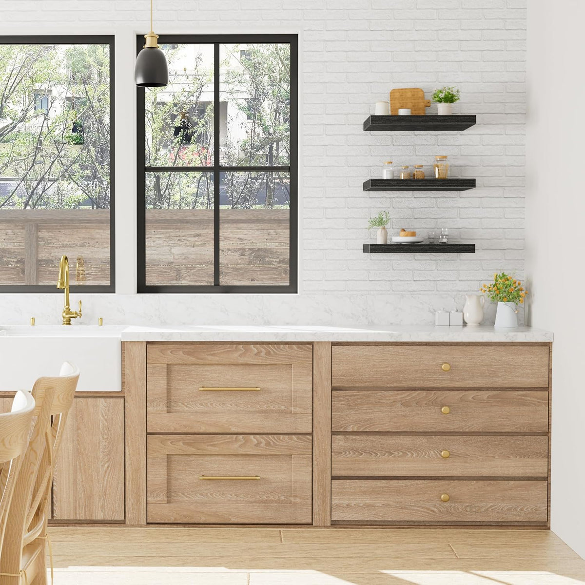 Floating Shelves for Wall Small Shelf (Brown, Set of 3, 15.7" x 6.7")