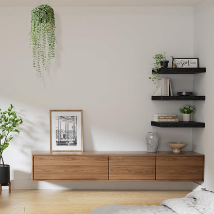 Floating Shelves for Wall Small Shelf (Brown, Set of 3, 15.7" x 6.7")
