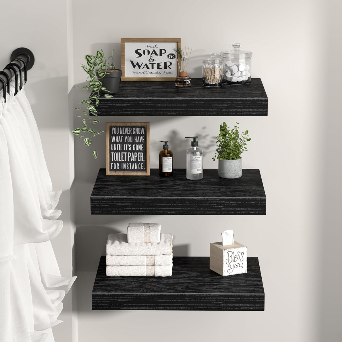 Floating Shelves for Wall Small Shelf (Brown, Set of 3, 15.7" x 6.7")