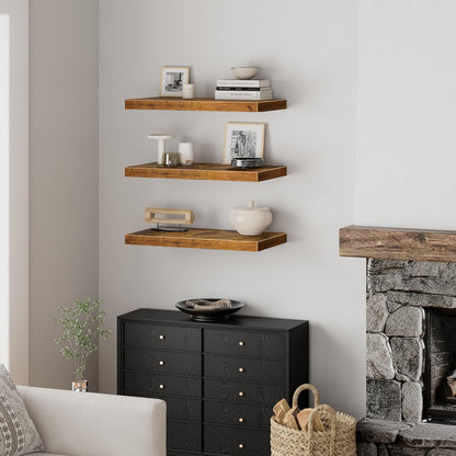 Floating Shelves for Wall Small Shelf (Brown, Set of 3, 15.7" x 6.7")
