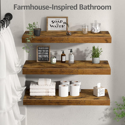 Floating Shelves for Wall Small Shelf (Brown, Set of 3, 15.7" x 6.7")