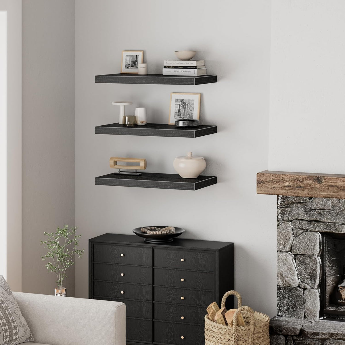 Floating Shelves for Wall Small Shelf (Brown, Set of 3, 15.7" x 6.7")