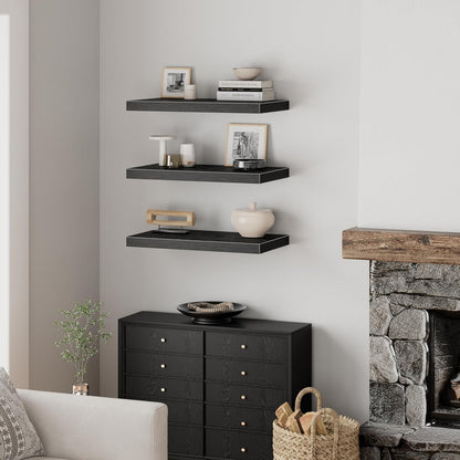 Floating Shelves for Wall Small Shelf (Brown, Set of 3, 15.7" x 6.7")