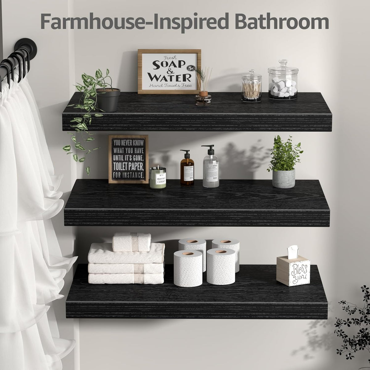 Floating Shelves for Wall Small Shelf (Brown, Set of 3, 15.7" x 6.7")