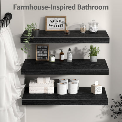 Floating Shelves for Wall Small Shelf (Brown, Set of 3, 15.7" x 6.7")