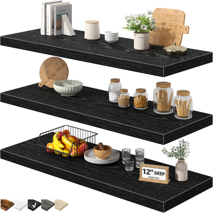 Floating Shelves for Wall Small Shelf (Brown, Set of 3, 15.7" x 6.7")