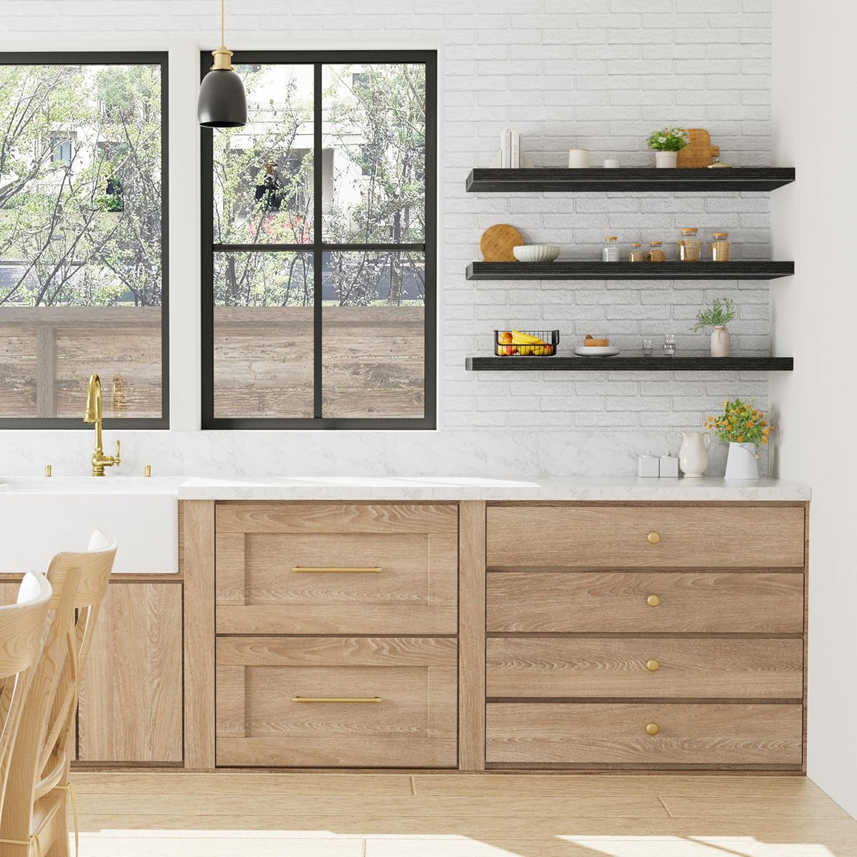Floating Shelves for Wall Small Shelf (Brown, Set of 3, 15.7" x 6.7")
