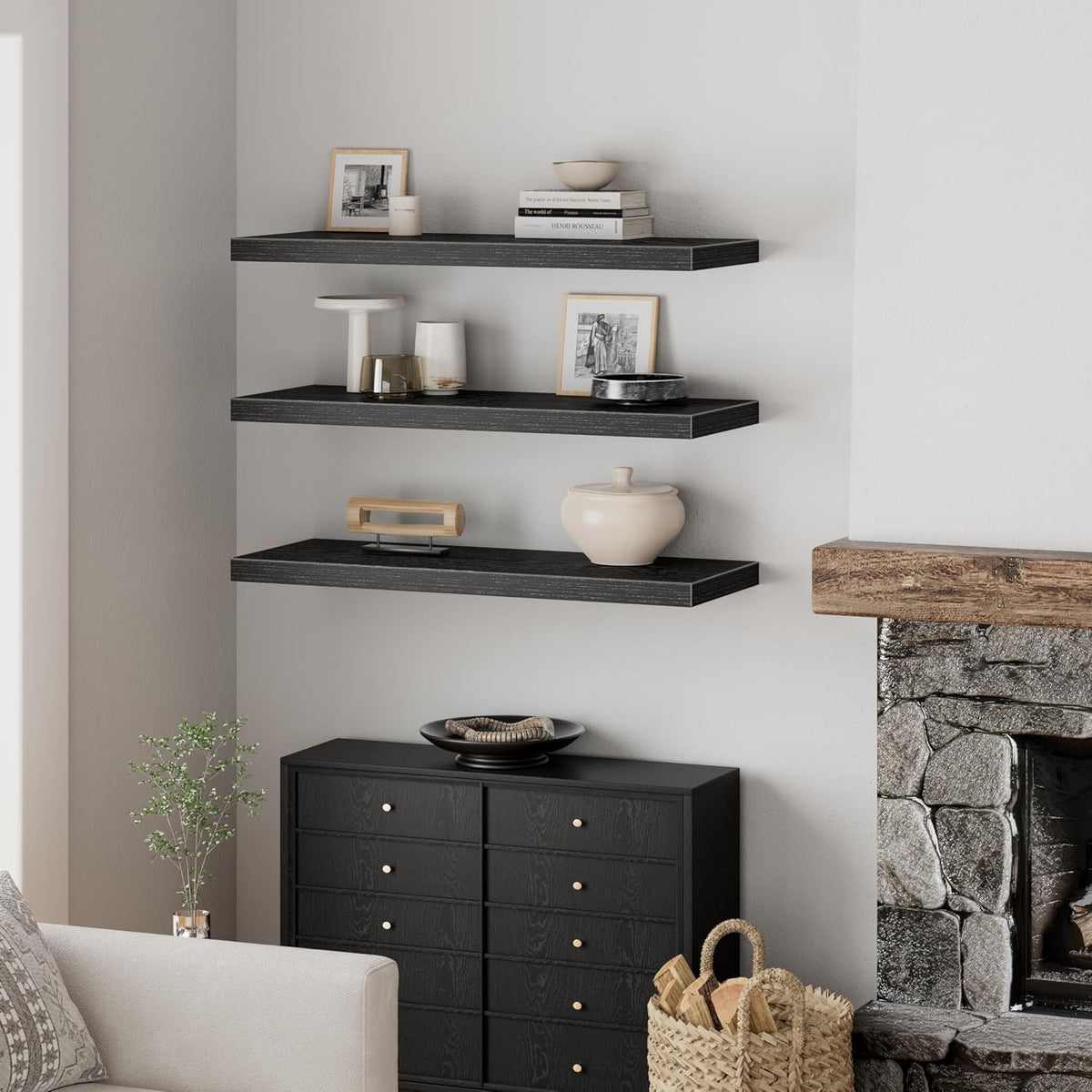 Floating Shelves for Wall Small Shelf (Brown, Set of 3, 15.7" x 6.7")