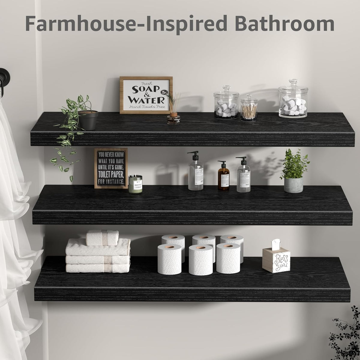 Floating Shelves for Wall Small Shelf (Brown, Set of 3, 15.7" x 6.7")