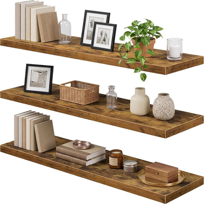 Floating Shelves for Wall Small Shelf (Brown, Set of 3, 15.7" x 6.7")