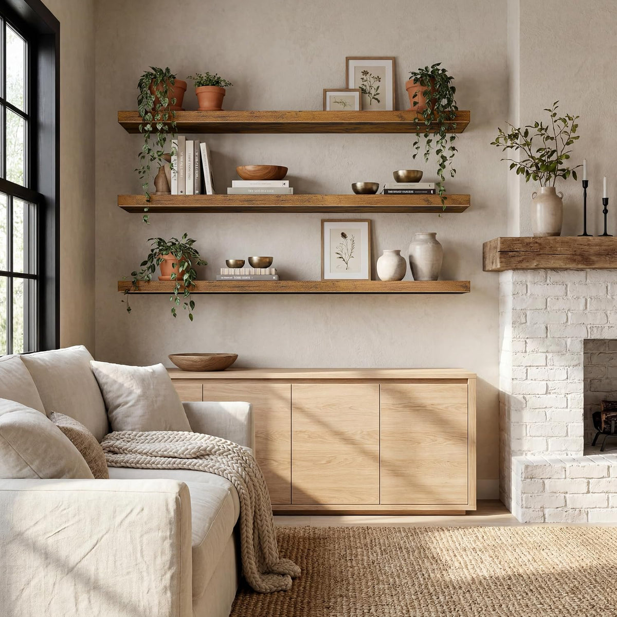 Floating Shelves for Wall Small Shelf (Brown, Set of 3, 15.7" x 6.7")