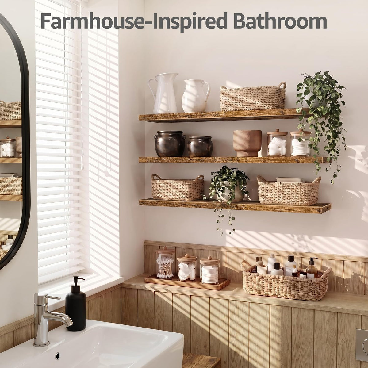 Floating Shelves for Wall Small Shelf (Brown, Set of 3, 15.7" x 6.7")