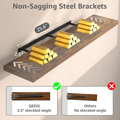 Floating Shelves for Wall Small Shelf (Brown, Set of 3, 15.7" x 6.7")