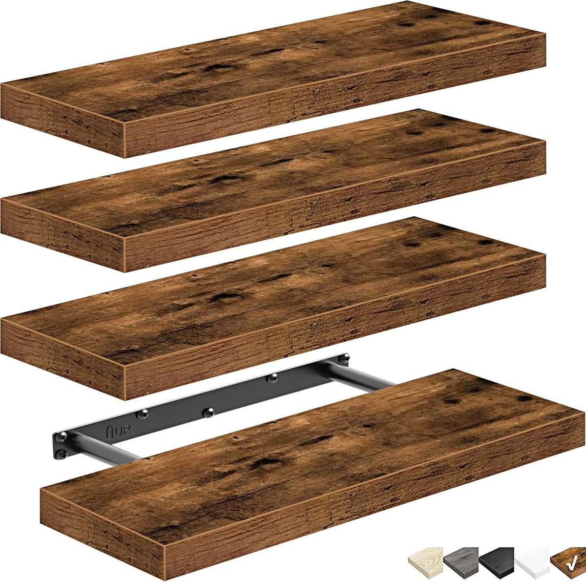 Floating Shelves for Wall Small Shelf (Brown, Set of 3, 15.7" x 6.7")