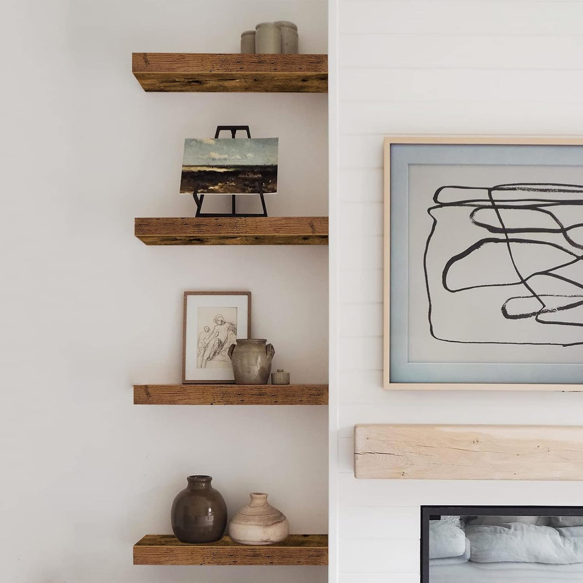 Floating Shelves for Wall Small Shelf (Brown, Set of 3, 15.7" x 6.7")