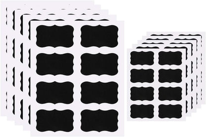 Chalkboard Labels for Jars, Erasable and Reusable Waterproof Blackboard Stickers Chalkboard Labels for Decorating Jars, Pantry, Home and Office, Scrapbooking (64 Small)