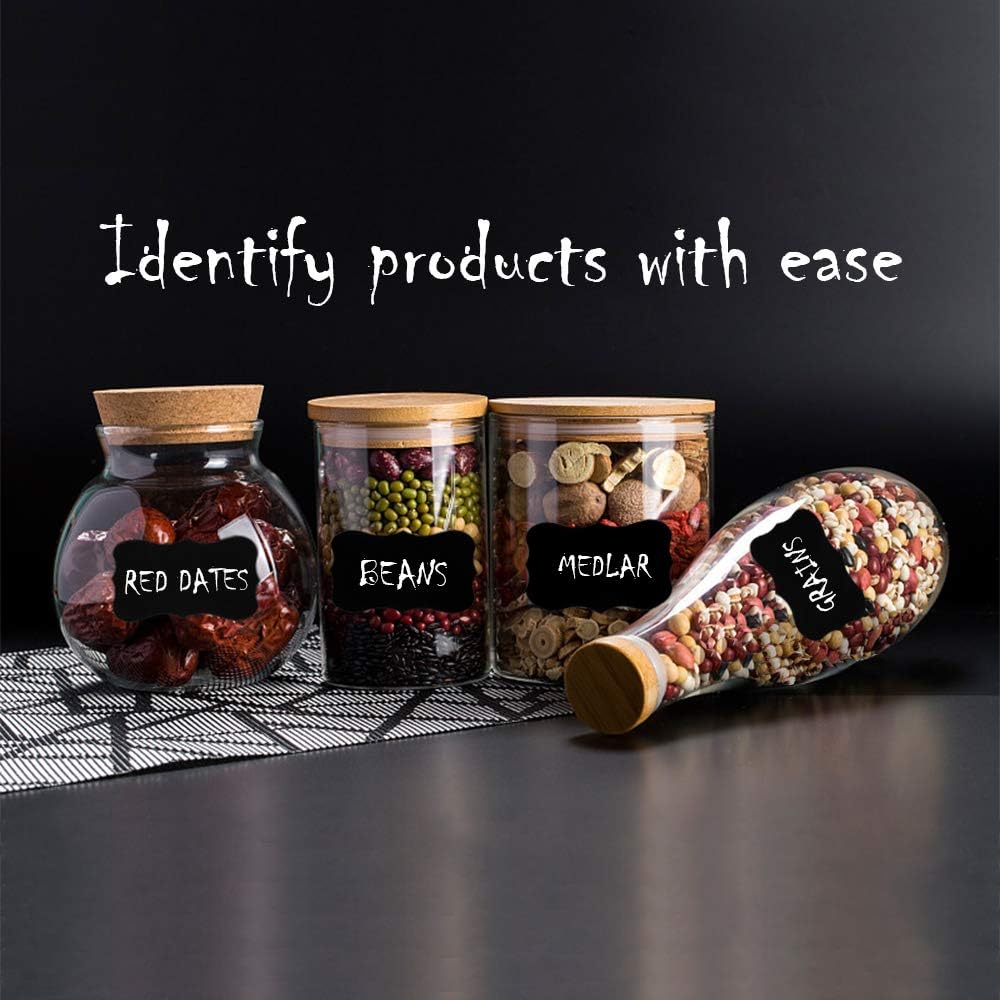 Chalkboard Labels for Jars, Erasable and Reusable Waterproof Blackboard Stickers Chalkboard Labels for Decorating Jars, Pantry, Home and Office, Scrapbooking (64 Small)