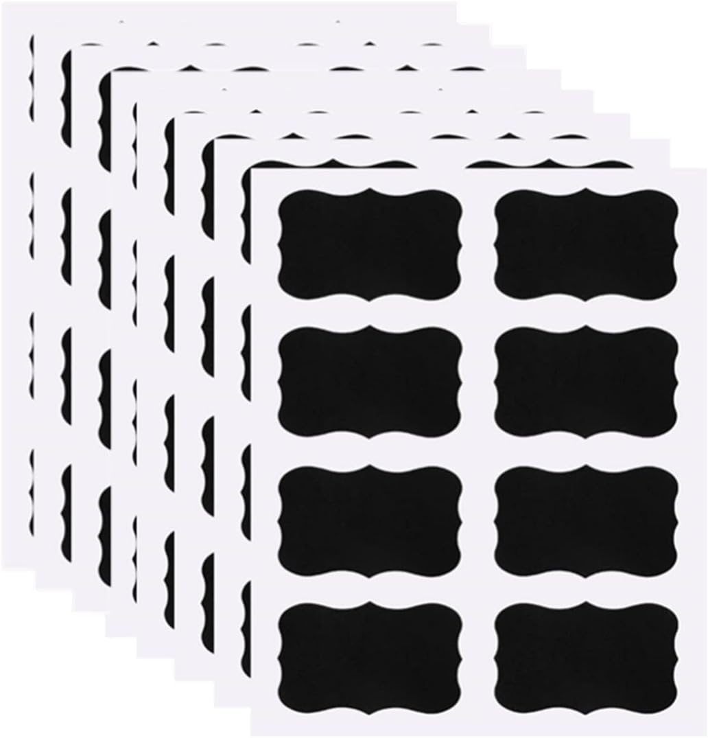 Chalkboard Labels for Jars, Erasable and Reusable Waterproof Blackboard Stickers Chalkboard Labels for Decorating Jars, Pantry, Home and Office, Scrapbooking (64 Small)
