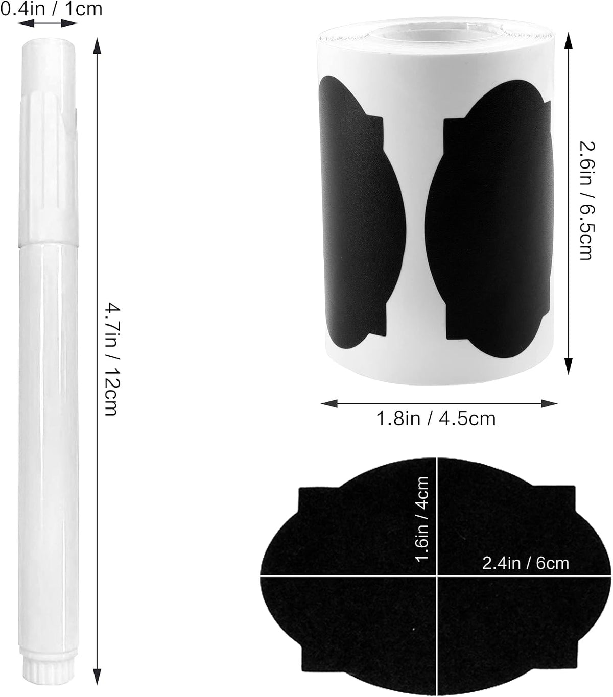 MUWOOB Chalkboard Labels, 120pcs Black Reusable Waterproof Stickers with 2 Erasable White Chalk Markers for Kitchen Pantry, Containers, Mason Jars, Condiments, Food Storage (Rectangle)