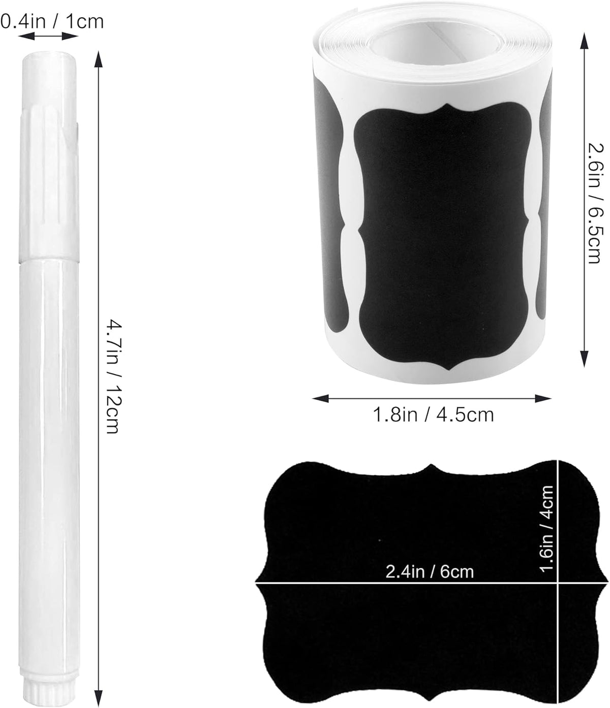 MUWOOB Chalkboard Labels, 120pcs Black Reusable Waterproof Stickers with 2 Erasable White Chalk Markers for Kitchen Pantry, Containers, Mason Jars, Condiments, Food Storage (Rectangle)