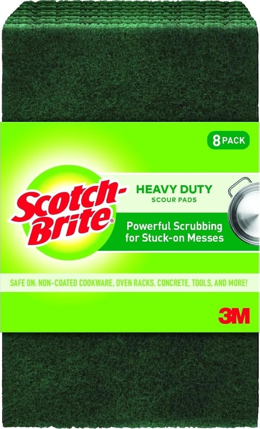 Heavy Duty Scouring Pad, 8 Pack