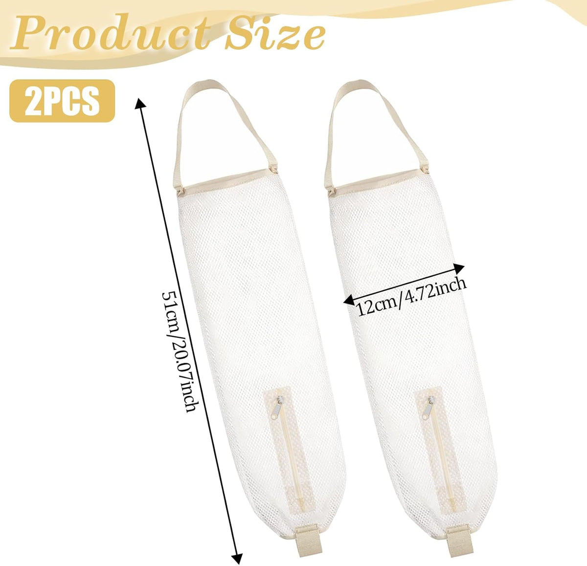 2 Pack Mesh Grocery Bag Holder, Hanging Grocery Bag Holder for Plastic Bags, Reusable White Shopping Plastic Bags Dispenser, For Kitchen Disposable Shopping Saver