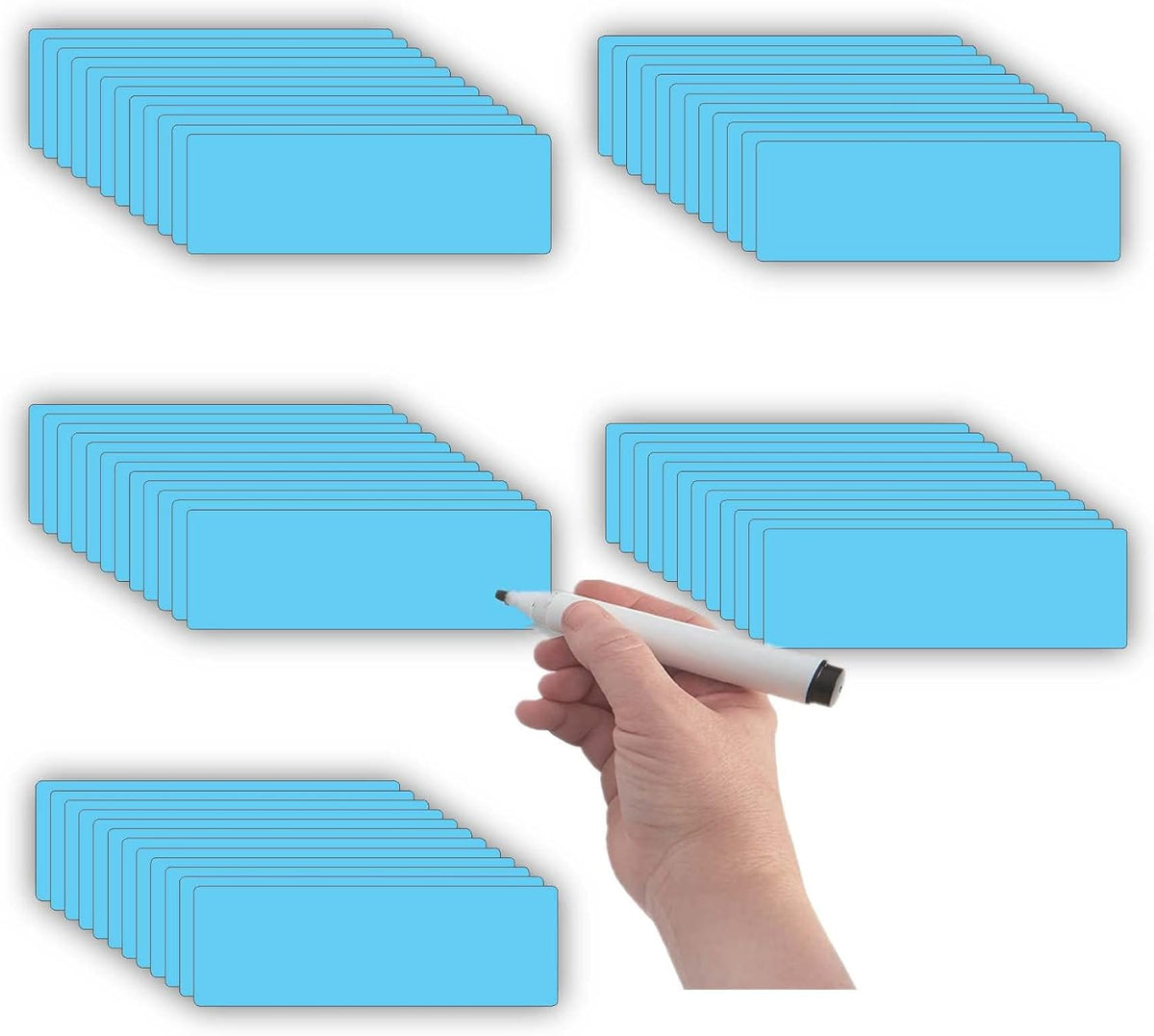STTMGN Dry Erase Magnetic Labels (1x3,Pack of 60),Write On Magnets Sticker,Real Waterproof/Reusable for Classroom&Office&Cabinet&whiteboard&Fridge&More (Multicolor)