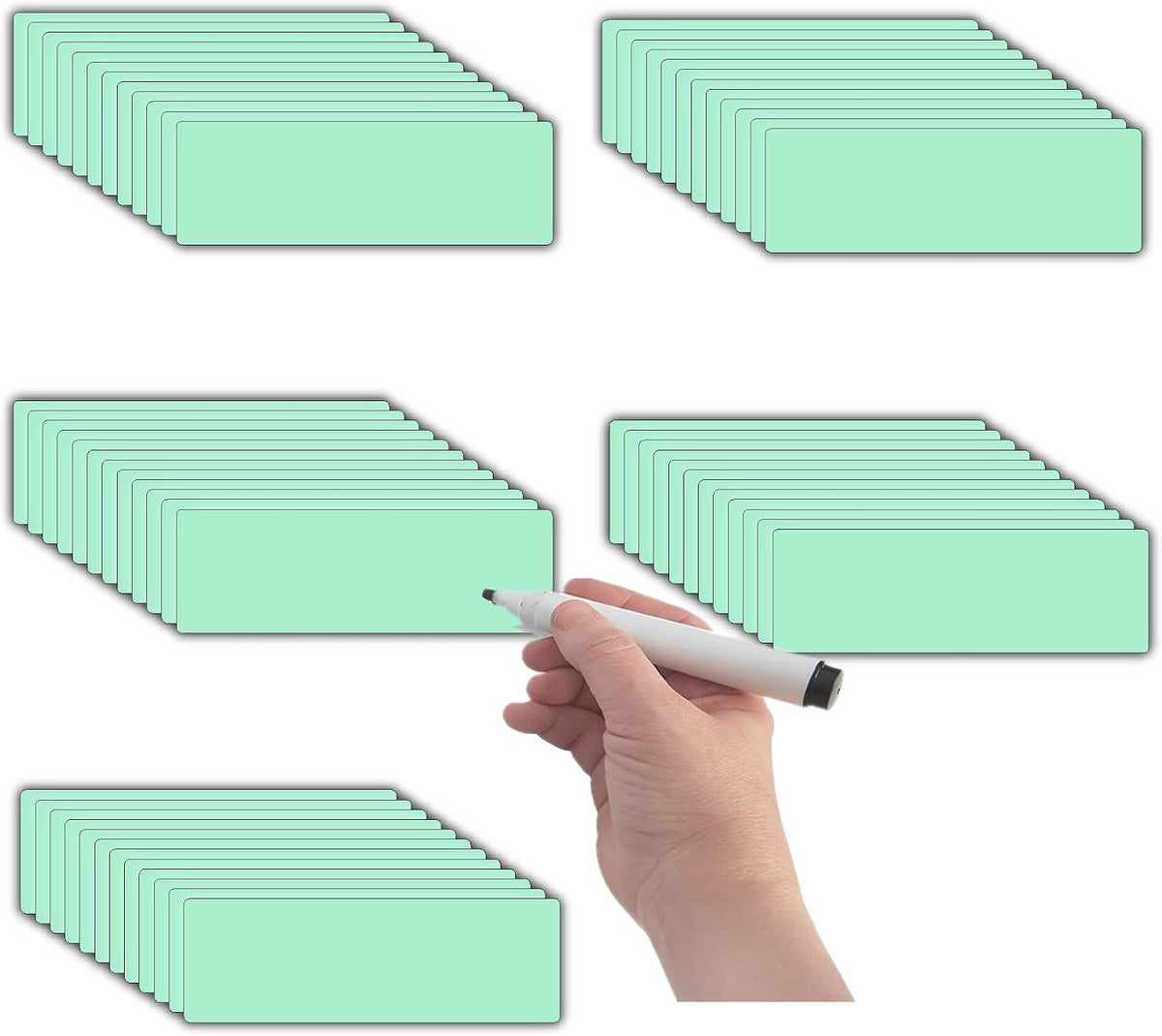 STTMGN Dry Erase Magnetic Labels (1x3,Pack of 60),Write On Magnets Sticker,Real Waterproof/Reusable for Classroom&Office&Cabinet&whiteboard&Fridge&More (Multicolor)