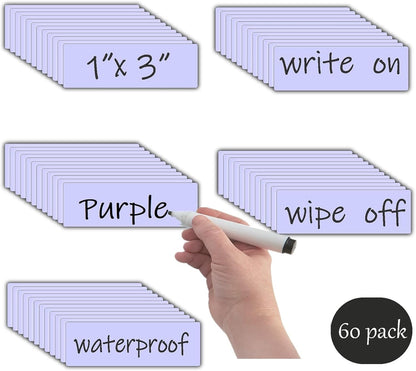 STTMGN Dry Erase Magnetic Labels (1x3,Pack of 60),Write On Magnets Sticker,Real Waterproof/Reusable for Classroom&Office&Cabinet&whiteboard&Fridge&More (Multicolor)