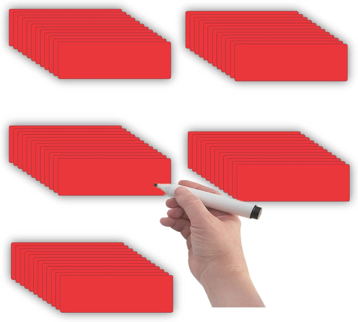 STTMGN Dry Erase Magnetic Labels (1x3,Pack of 60),Write On Magnets Sticker,Real Waterproof/Reusable for Classroom&Office&Cabinet&whiteboard&Fridge&More (Multicolor)