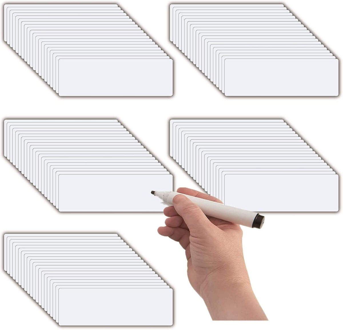 STTMGN Dry Erase Magnetic Labels (1x3,Pack of 60),Write On Magnets Sticker,Real Waterproof/Reusable for Classroom&Office&Cabinet&whiteboard&Fridge&More (Multicolor)