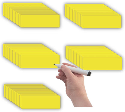 STTMGN Dry Erase Magnetic Labels (1x3,Pack of 60),Write On Magnets Sticker,Real Waterproof/Reusable for Classroom&Office&Cabinet&whiteboard&Fridge&More (Multicolor)