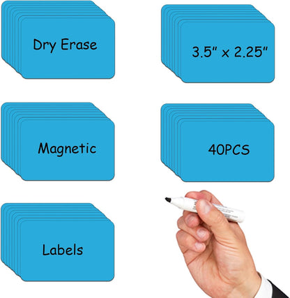STTMGN Dry Erase Magnetic Labels (1x3,Pack of 60),Write On Magnets Sticker,Real Waterproof/Reusable for Classroom&Office&Cabinet&whiteboard&Fridge&More (Multicolor)