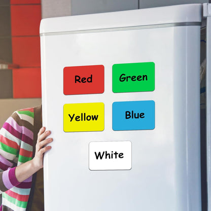 STTMGN Dry Erase Magnetic Labels (1x3,Pack of 60),Write On Magnets Sticker,Real Waterproof/Reusable for Classroom&Office&Cabinet&whiteboard&Fridge&More (Multicolor)