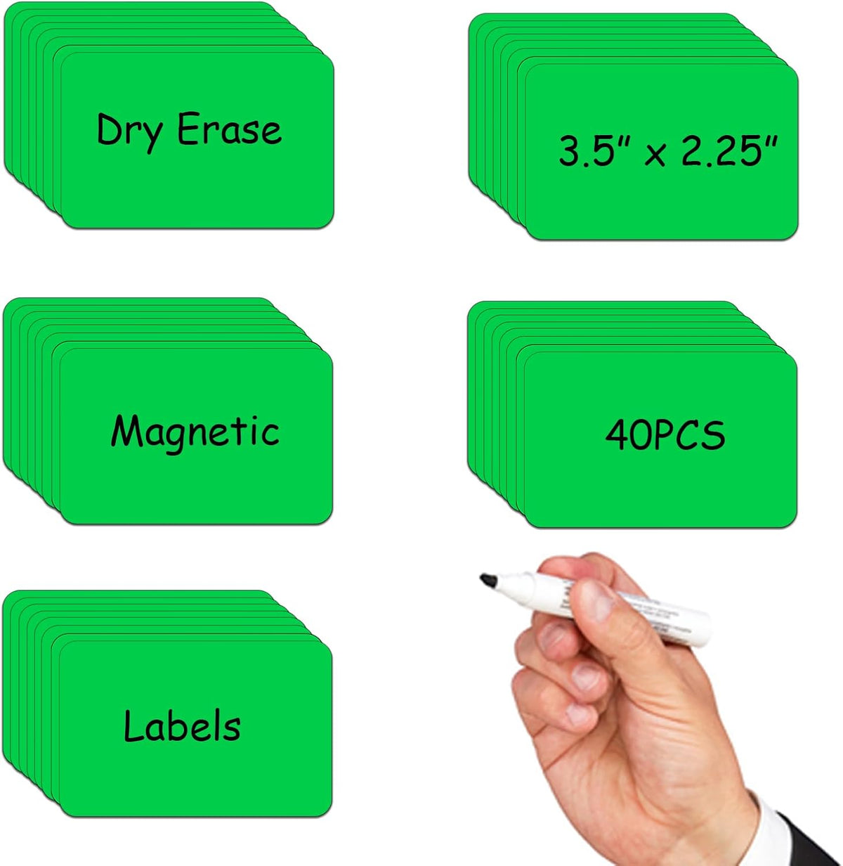 STTMGN Dry Erase Magnetic Labels (1x3,Pack of 60),Write On Magnets Sticker,Real Waterproof/Reusable for Classroom&Office&Cabinet&whiteboard&Fridge&More (Multicolor)