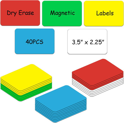 STTMGN Dry Erase Magnetic Labels (1x3,Pack of 60),Write On Magnets Sticker,Real Waterproof/Reusable for Classroom&Office&Cabinet&whiteboard&Fridge&More (Multicolor)