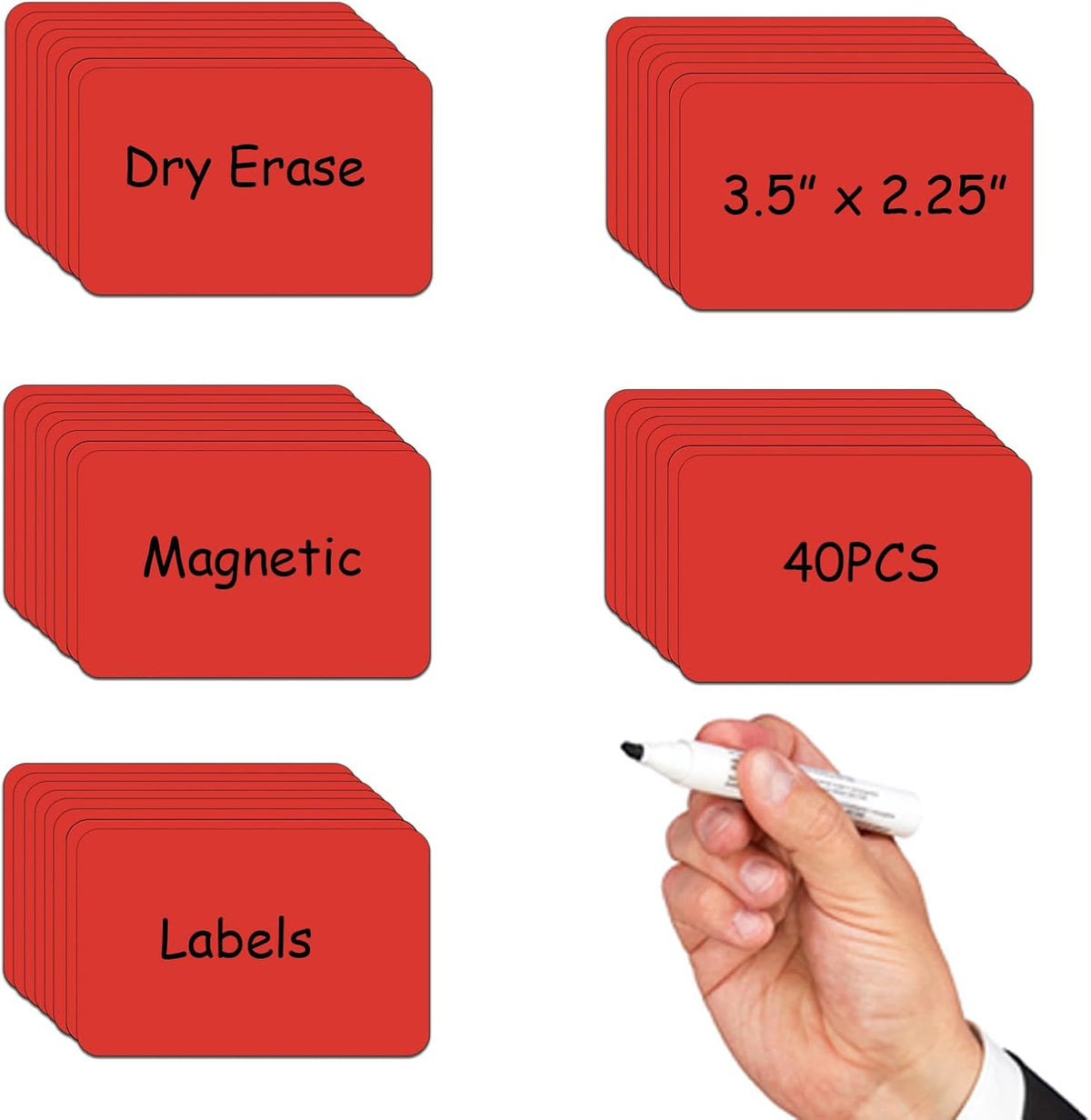 STTMGN Dry Erase Magnetic Labels (1x3,Pack of 60),Write On Magnets Sticker,Real Waterproof/Reusable for Classroom&Office&Cabinet&whiteboard&Fridge&More (Multicolor)