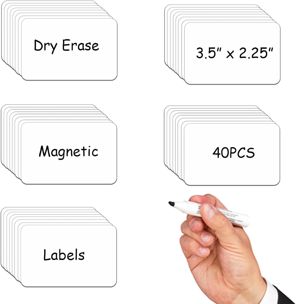 STTMGN Dry Erase Magnetic Labels (1x3,Pack of 60),Write On Magnets Sticker,Real Waterproof/Reusable for Classroom&Office&Cabinet&whiteboard&Fridge&More (Multicolor)