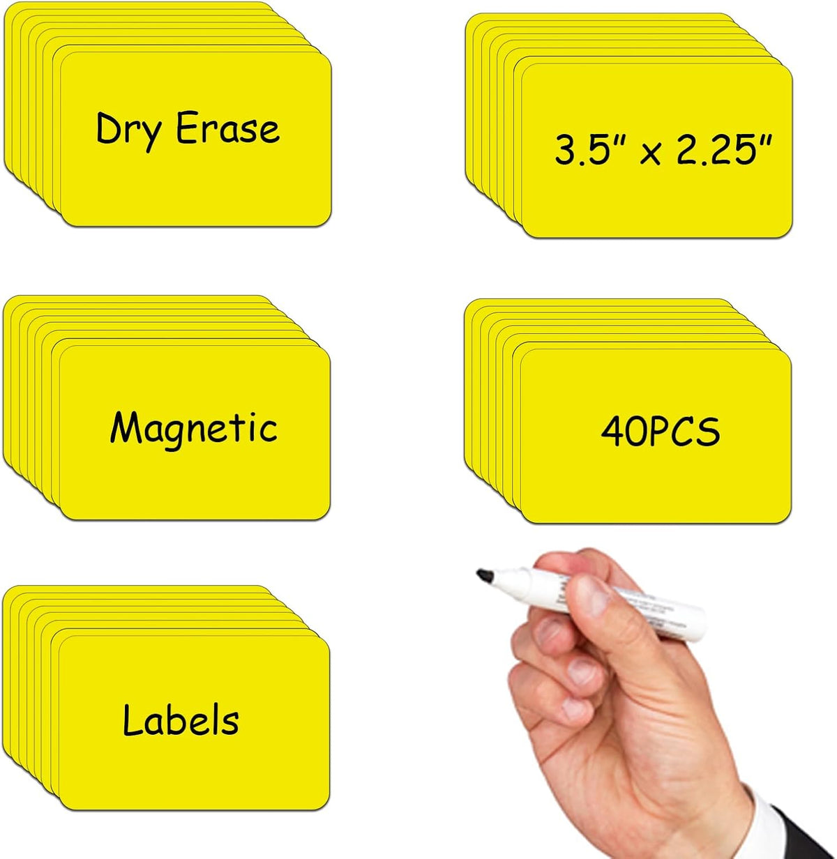 STTMGN Dry Erase Magnetic Labels (1x3,Pack of 60),Write On Magnets Sticker,Real Waterproof/Reusable for Classroom&Office&Cabinet&whiteboard&Fridge&More (Multicolor)