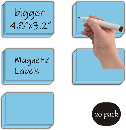 STTMGN Dry Erase Magnetic Labels (1x3,Pack of 60),Write On Magnets Sticker,Real Waterproof/Reusable for Classroom&Office&Cabinet&whiteboard&Fridge&More (Multicolor)