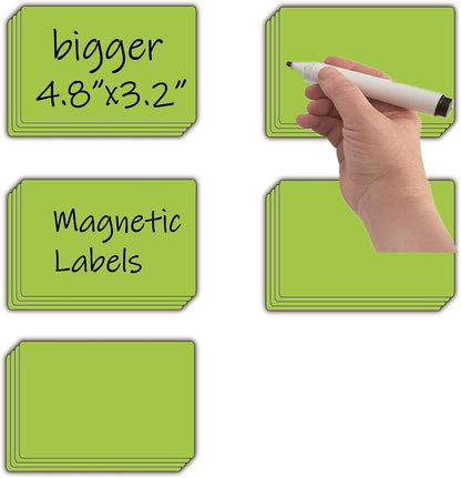 STTMGN Dry Erase Magnetic Labels (1x3,Pack of 60),Write On Magnets Sticker,Real Waterproof/Reusable for Classroom&Office&Cabinet&whiteboard&Fridge&More (Multicolor)