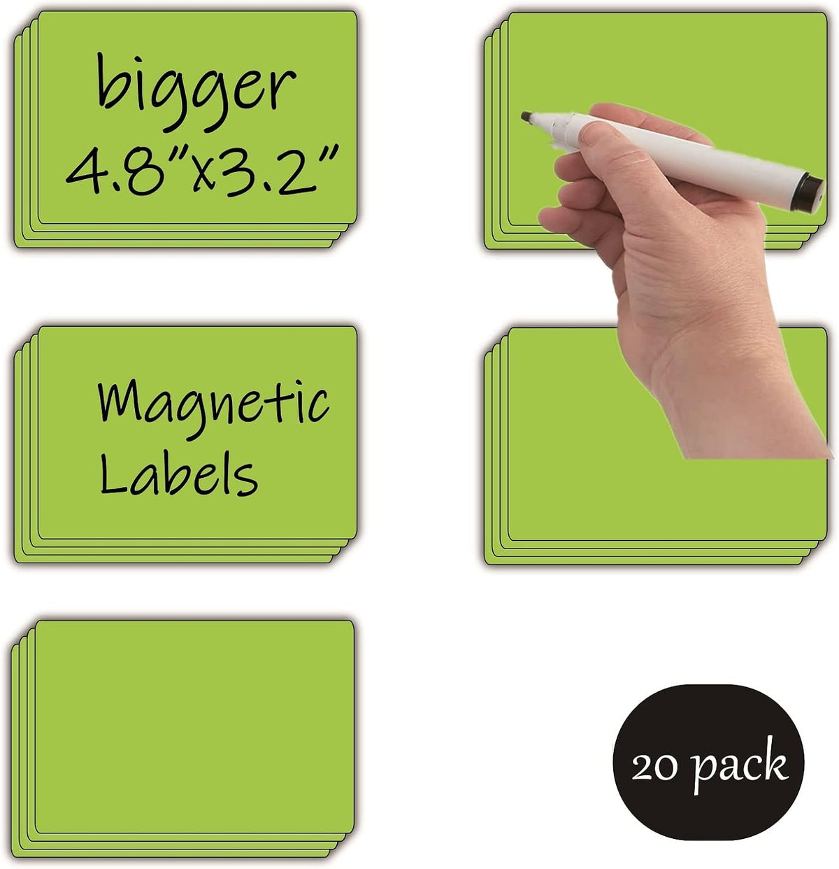 STTMGN Dry Erase Magnetic Labels (1x3,Pack of 60),Write On Magnets Sticker,Real Waterproof/Reusable for Classroom&Office&Cabinet&whiteboard&Fridge&More (Multicolor)