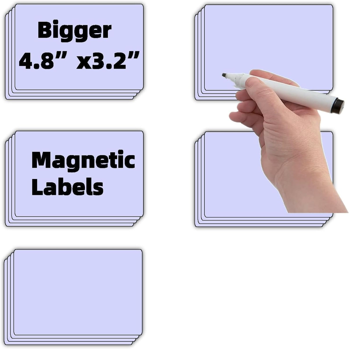 STTMGN Dry Erase Magnetic Labels (1x3,Pack of 60),Write On Magnets Sticker,Real Waterproof/Reusable for Classroom&Office&Cabinet&whiteboard&Fridge&More (Multicolor)